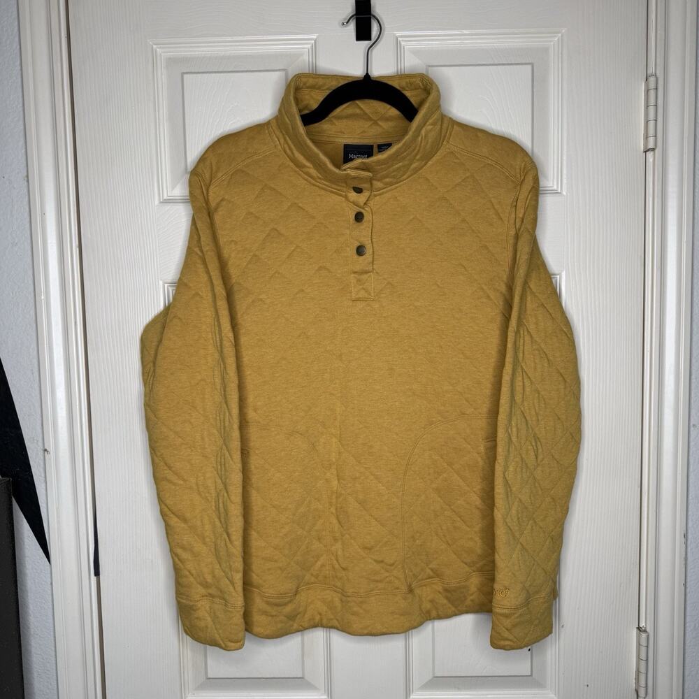 Marmot Quilted Snap Pullover Yellow Sweatshirt Men’s XL